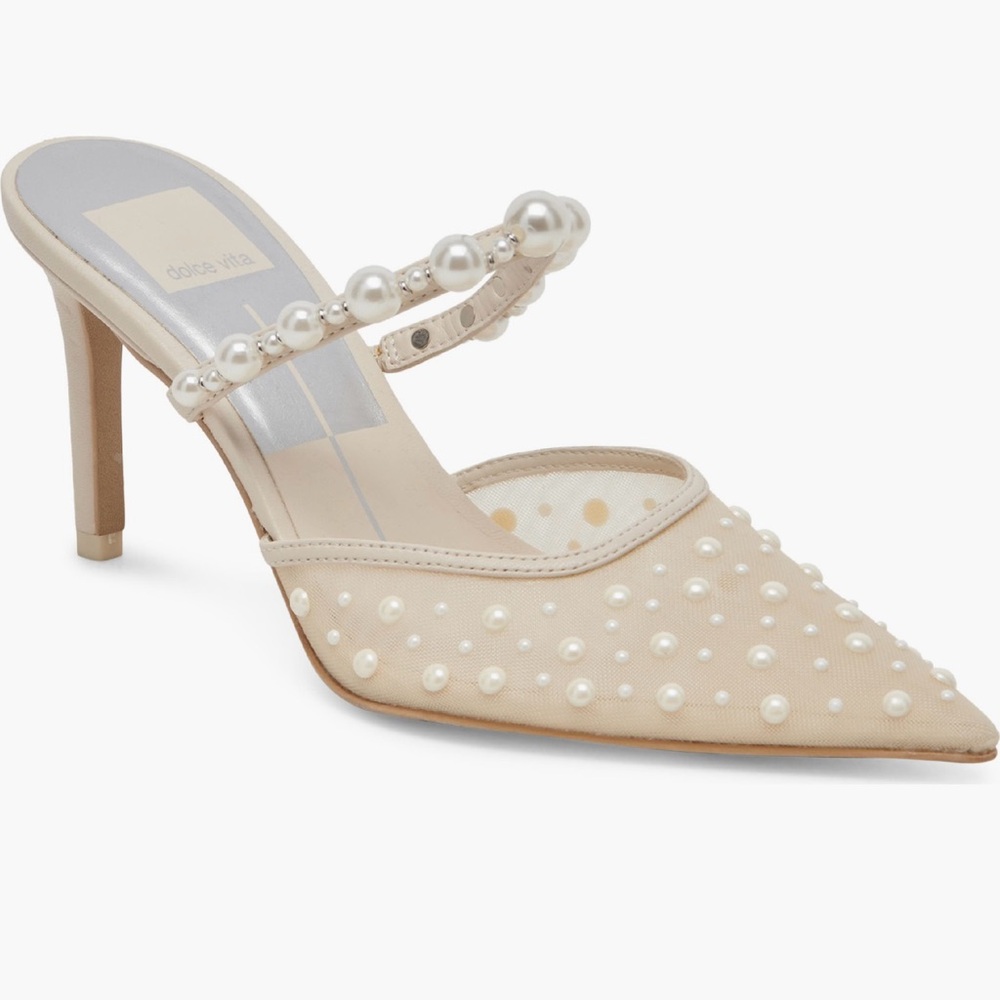 Dolce Vita Katik Imitation Pearl Pointed Toe Heel (color: ivory)